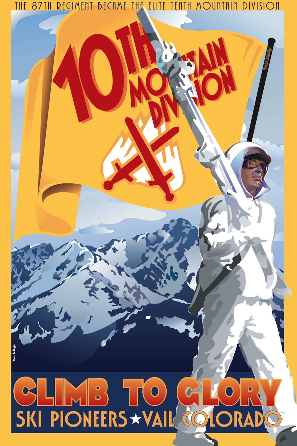 10th Mountain Division Ski Pioneers Vail Colorado Vintage Poster