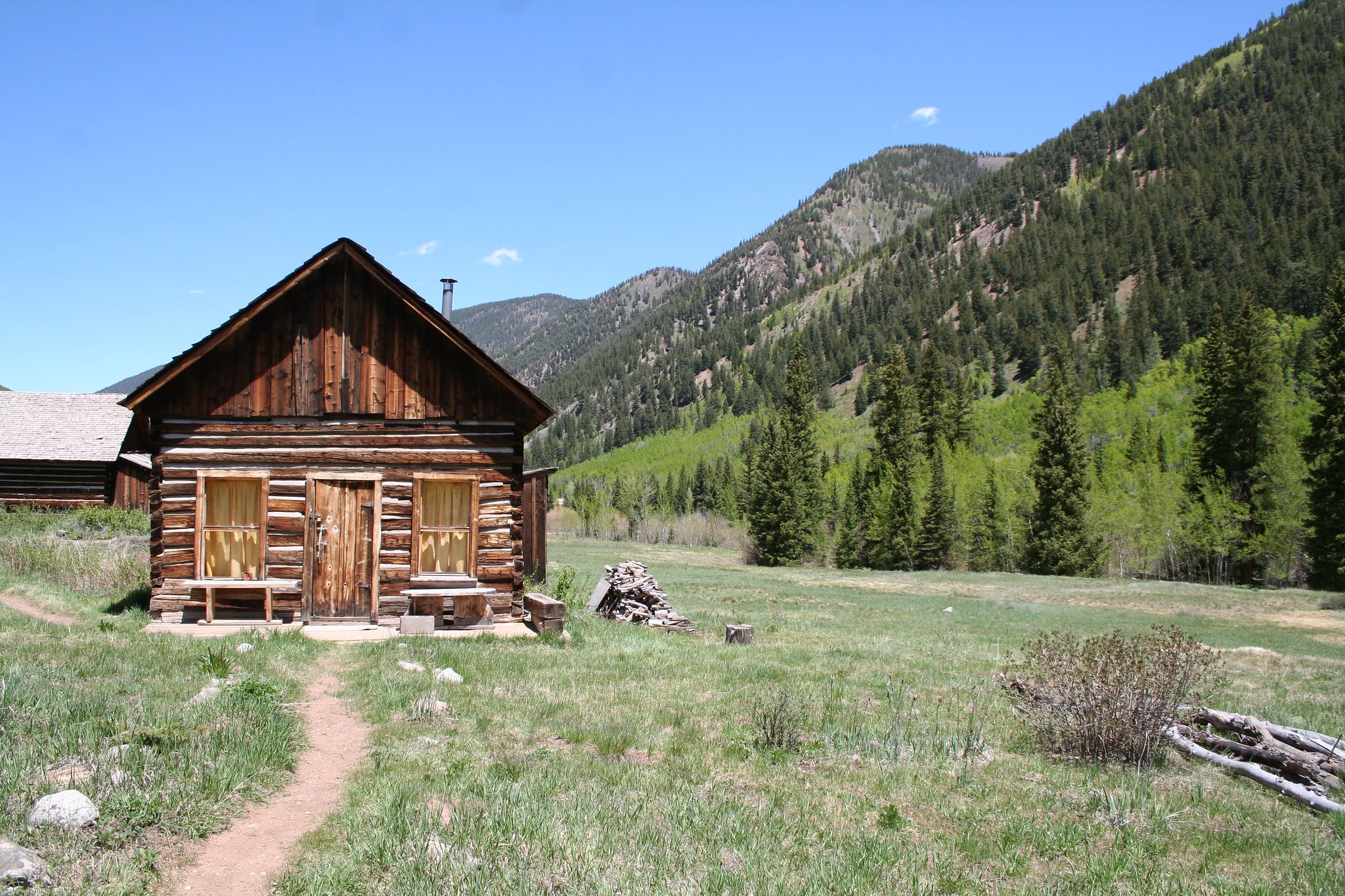 Historic log building in ghost town