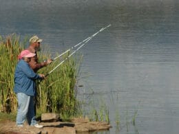 Image of two people fishing at Beaver Creek Reservoir in South Fork