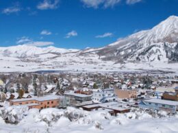 Crested Butte Town and Mountain in Winter
