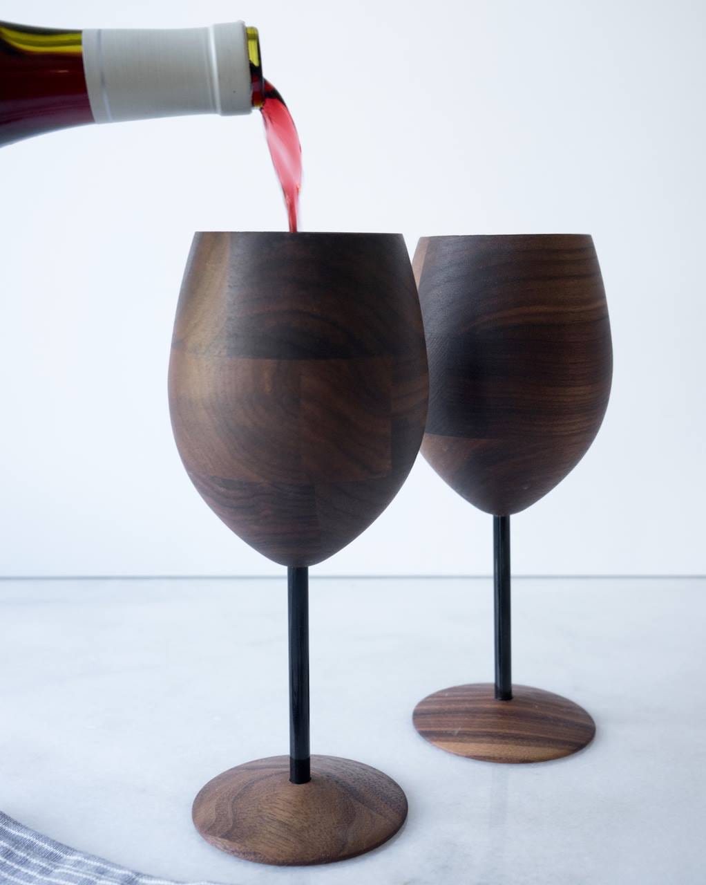 image of wooden wine glasses
