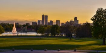 Ferril Lake City Park Denver Skyline Sunset