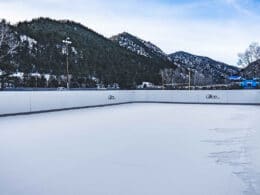 Image of the Frozen Fire Rink in Idaho Springs, Colorado