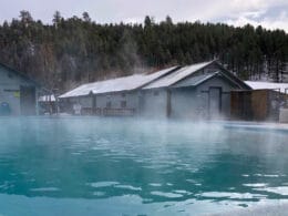 Image of the hot spring pool at Healing Waters Resort and Spa in Pagosa Springs in Colorado