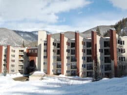 Exterior photo of Iron Horse Resort in wintertime in Winter Park Colorado