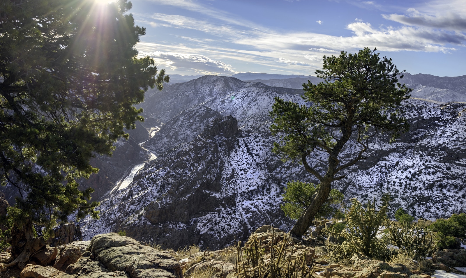 Overlooking the Royal Gorge in winter from a hiking trail
