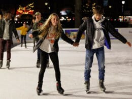 Image of people on the rink at Skate in the Park at Acacia Park in Colorado Springs