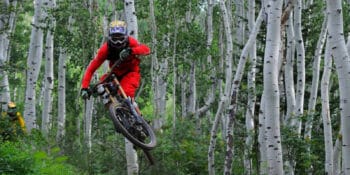 Image of a person mountain biking at Steamboat Bike Park in Colorado