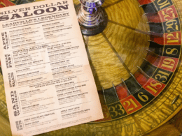 Image of the menu and a roulette table at The Legendary Silver Dollar Saloon in Leadville, Colorado